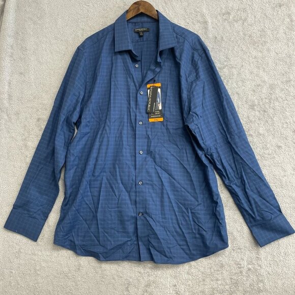 NEW Banana Republic Men's XXL Blue Button down Dress Shirt Plaid - Picture 3 of 8